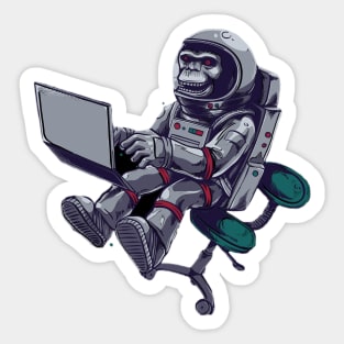 Astronaut Monkey With Laptop Sticker